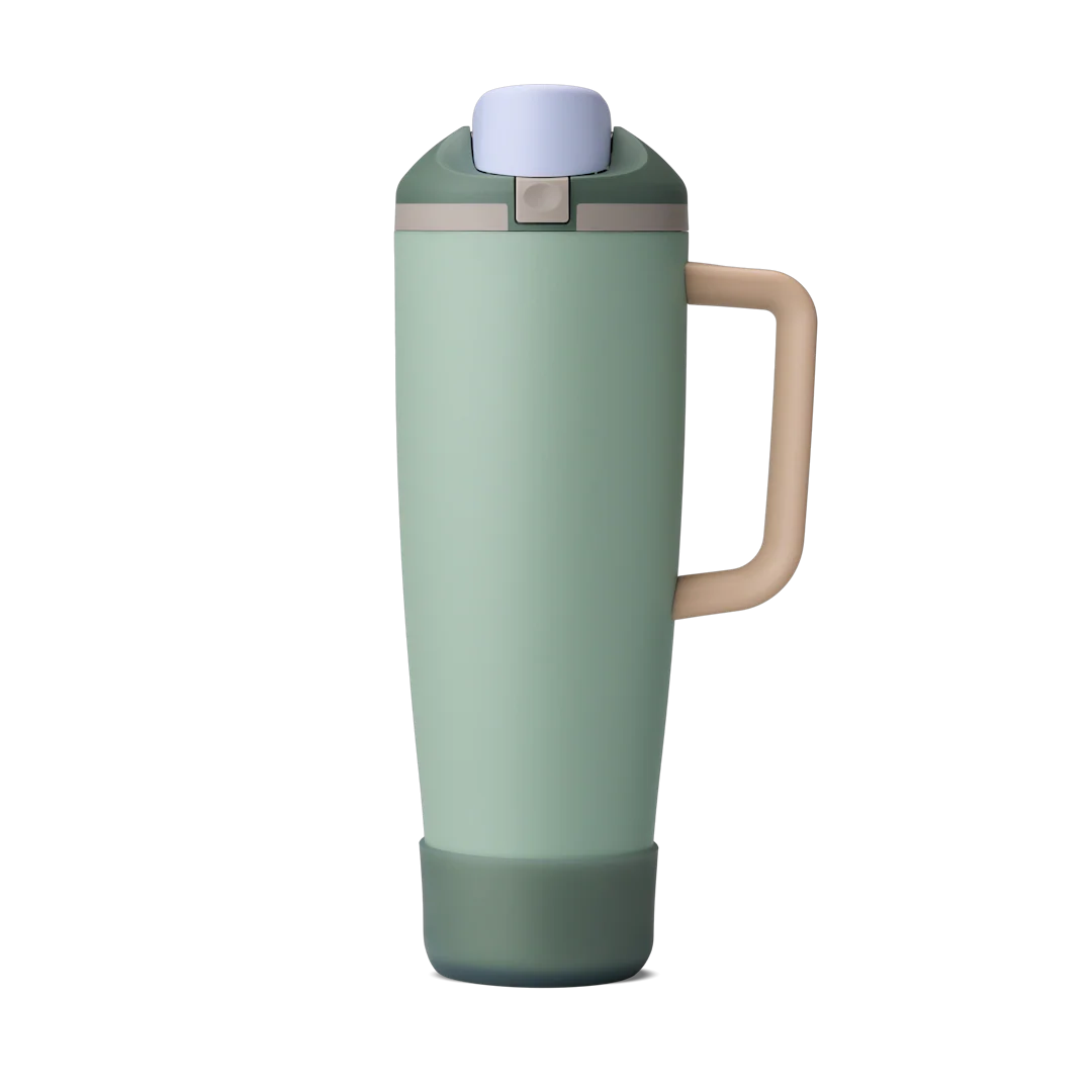 C07565   FreeSip Tumbler Sway Silicone Boot   Translucent Green   On 40 oz. Eucalyptus FreeSip Tumbler